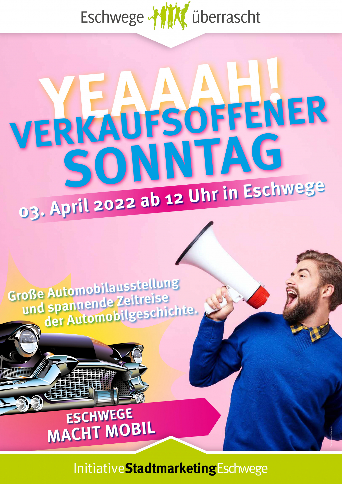 Verkaufsoffener Sonntag mit Automobilausstellung am Sonntag, dem 03. April 2022 ab 12:00 Uhr